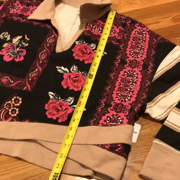 NWT Free People Overlapped Printed Sweatshirt Size Large - Picture 3 of 16